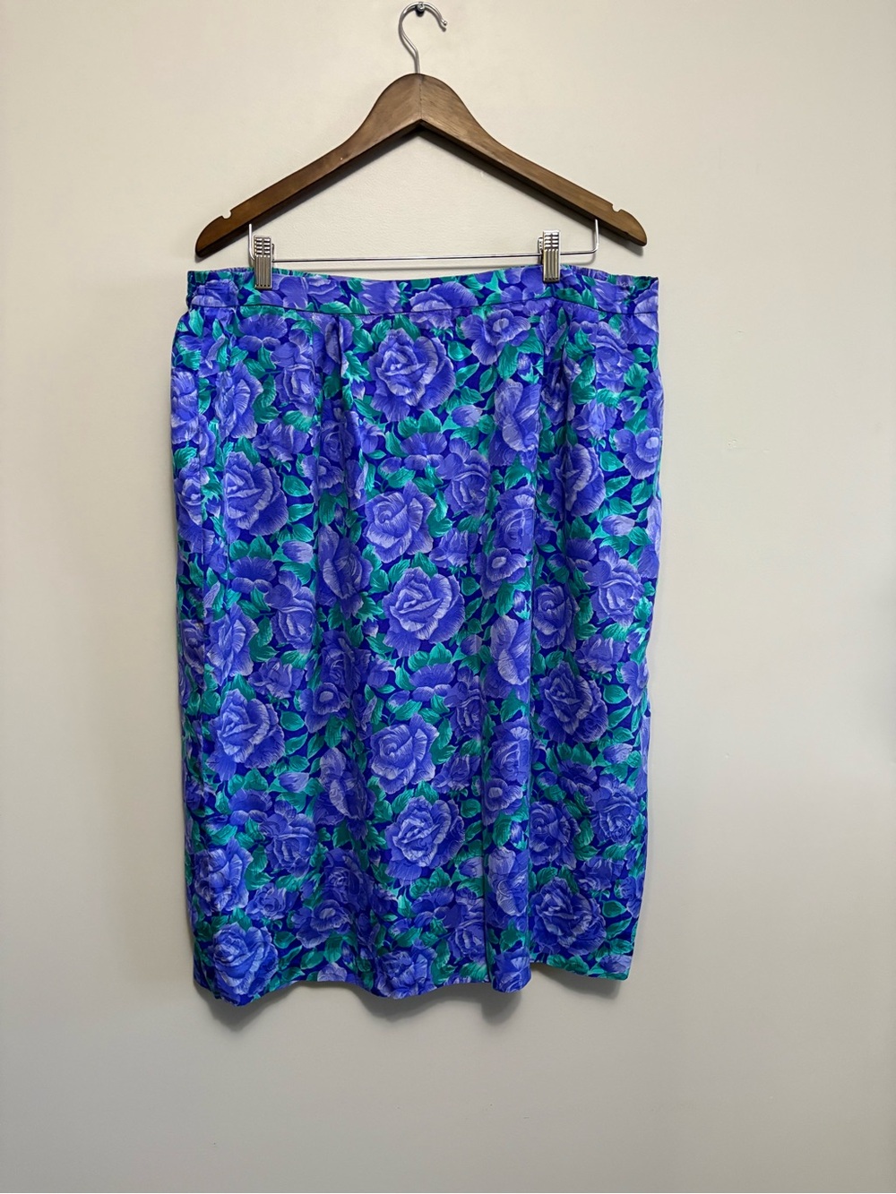 Adrianna Papell Blue Floral Midi Skirt Grandma Core